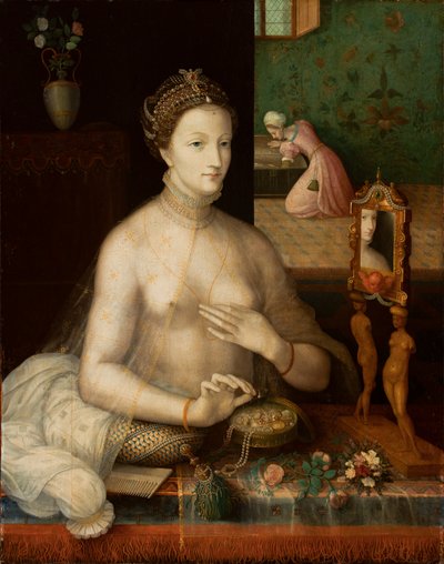 Frau bei ihrer Toilette, ca. 1550-70 von Fontainebleau School